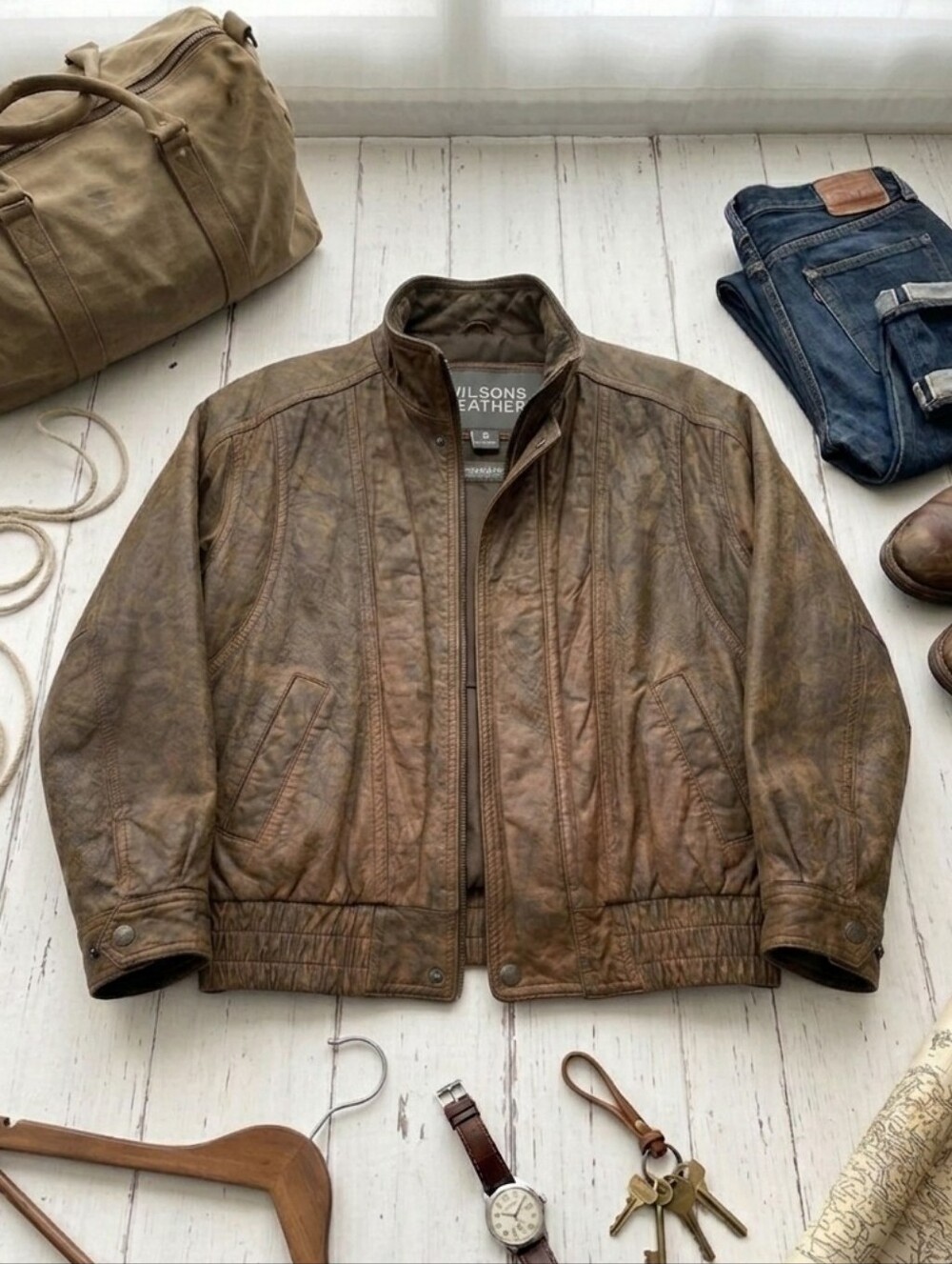 Wilsons Leather Open Road Mens S Bomber Removable Thinsulate Liner Vintage Moto